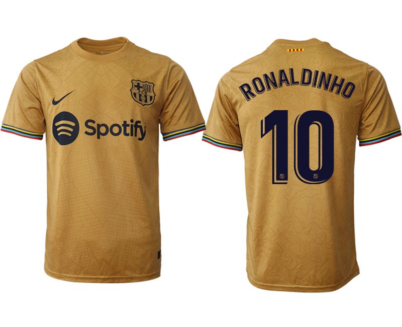 Men 2022-2023 Club Barcelona away aaa version yellow #10 Soccer Jersey1